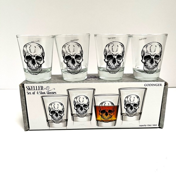 Skeleton Shot Glasses Set of 4 New In Box💀 - Picture 7 of 7
